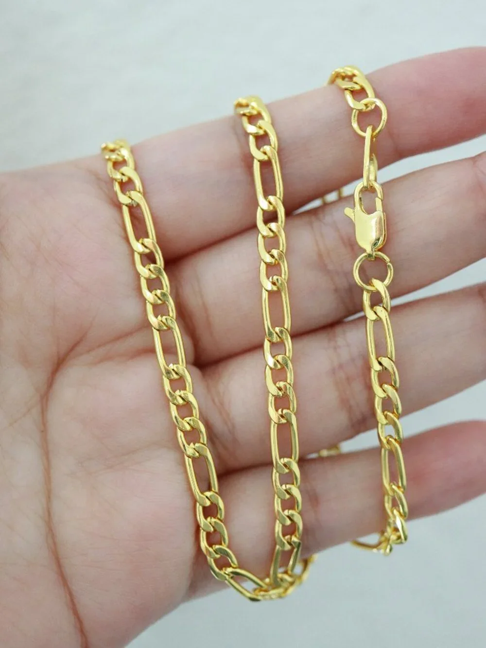 4.5mm Figaro Chain Necklace 18k Gold Plated Stainless Steel